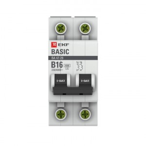 Автоматический выключатель 2P 16А (B) 4,5кА ВА 47-29 EKF Basic фото #1435