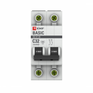 Автоматический выключатель 2P 32А (C) 4,5кА ВА 47-29 EKF Basic фото #1441
