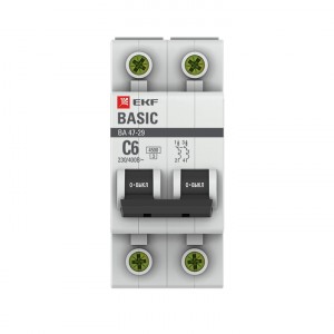 Автоматический выключатель 2P  6А (C) 4,5кА ВА 47-29 EKF Basic фото #1449