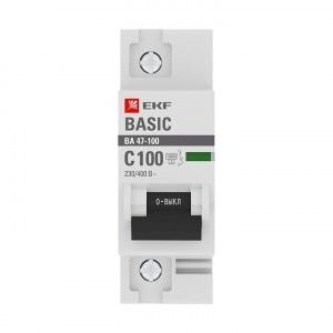 Автоматический выключатель 1P 100А (C) 10kA ВА 47-100 EKF Basic фото #1525