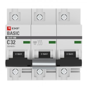 Автоматический выключатель 3P  32А (C) 10kA ВА 47-100 EKF Basic фото #1549