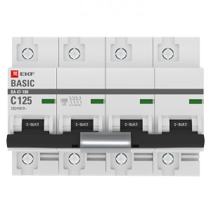 Автоматический выключатель 4P 125А (C) 10kA ВА 47-100 EKF Basic фото #1565