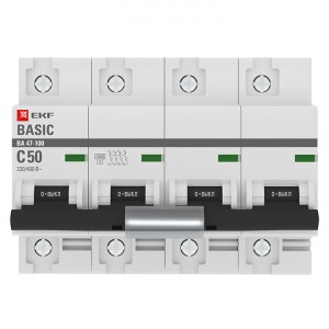 Автоматический выключатель 4P  50А (C) 10kA ВА 47-100 EKF Basic фото #1572