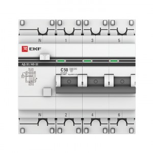 Дифференциальный автомат АД-32 3P+N 50А/30мА (хар. C, AC, электронный, защита 270В) 4,5кА EKF PROxima фото #2560