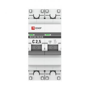 Автоматический выключатель 2P  2,5А (C) 4,5kA ВА 47-63 EKF PROxima фото #594