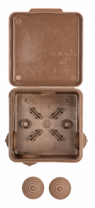 Коробка распаячная  КМР-030-031 с крышкой (80х80х50) 7 мембранных вводов тёмное дерево IP54 EKF PROxima фото #8164