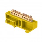 Шина "0" N (6х9мм) 8 отверстий латунь желтый изолятор на DIN-рейку розничный стикер EKF PROxima