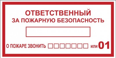 Наклейка "Ответственный за пожарную безопасность" B03 (100х200мм.) EKF PROxima