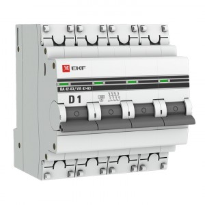 Автоматический выключатель 4P  1А (D) 4,5kA ВА 47-63 EKF PROxima