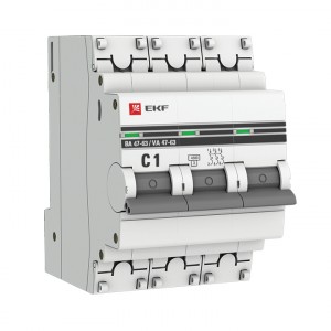 Автоматический выключатель 3P  1А (C) 4,5kA ВА 47-63 EKF PROxima