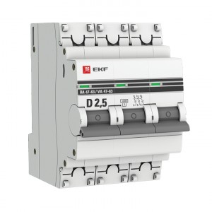 Автоматический выключатель 3P  2,5А (D) 4,5kA ВА 47-63 EKF PROxima