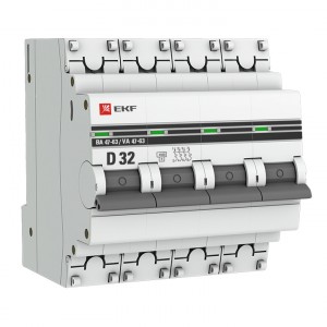 Автоматический выключатель 4P 32А (D) 4,5kA ВА 47-63 EKF PROxima